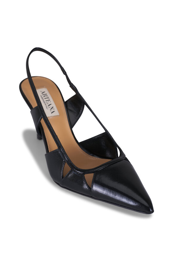 Arteana Savona Black Leather Slingback Pump, 75mm