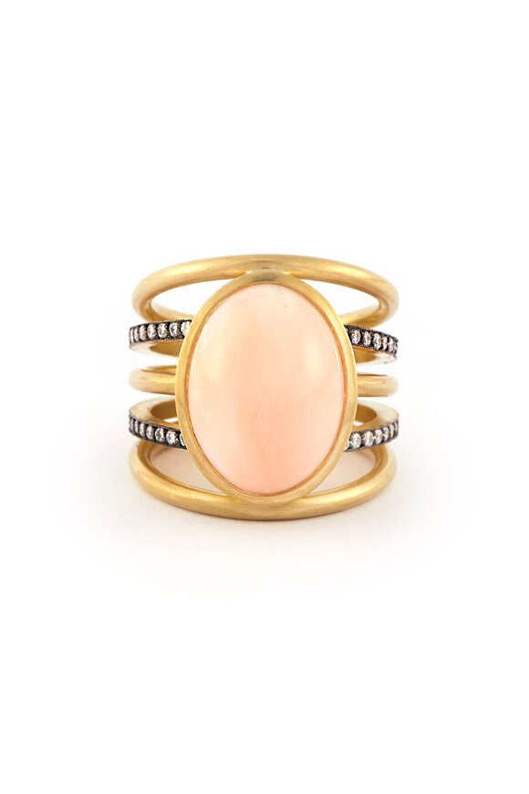 Sylva & Cie Japanese Coral & Diamond  Ring