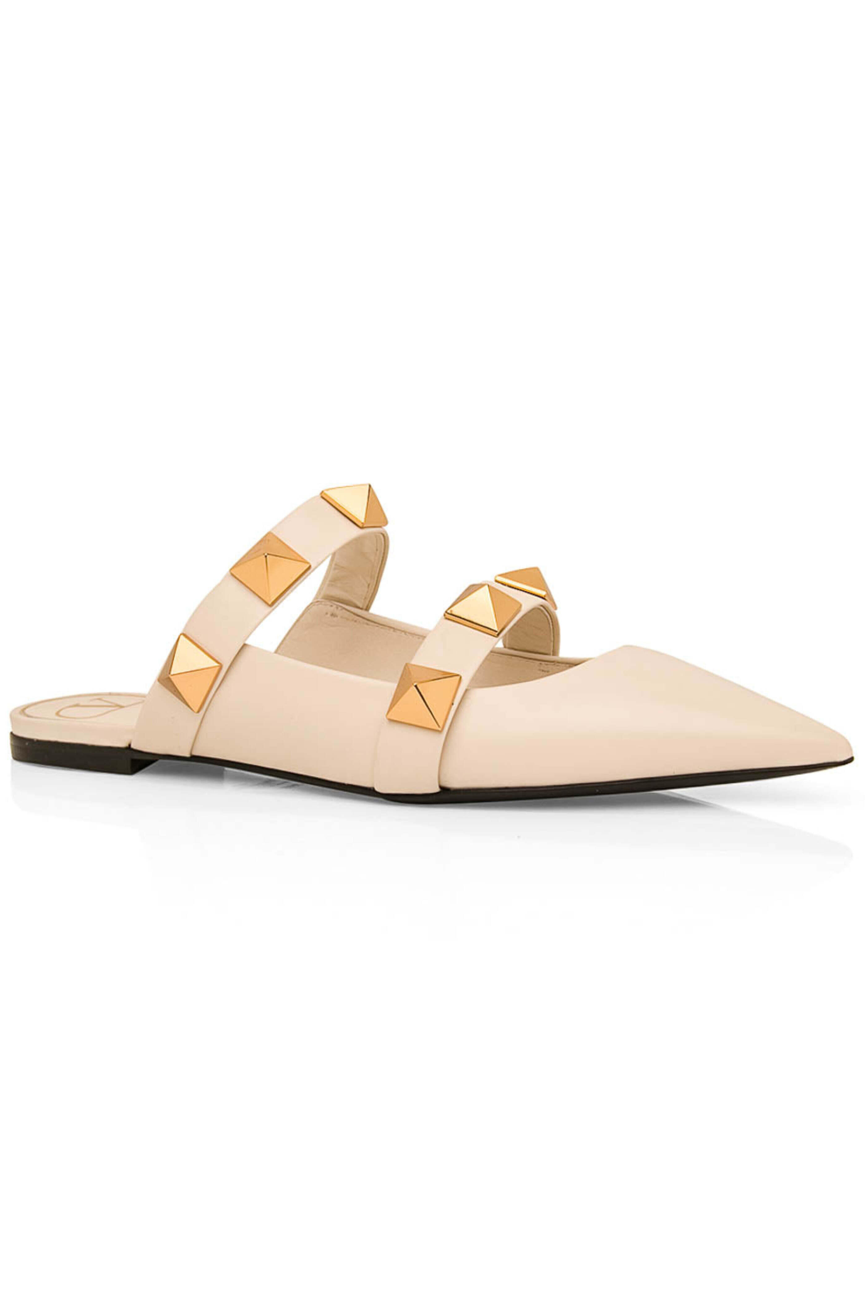 Valentino Garavani - Roman Stud Flat Mule in Light Ivory