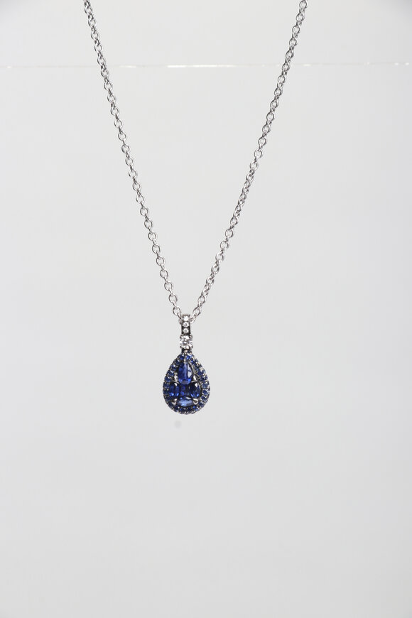 Nam Cho 18k Diamond Blue Sapphire Pave Pendant Necklace