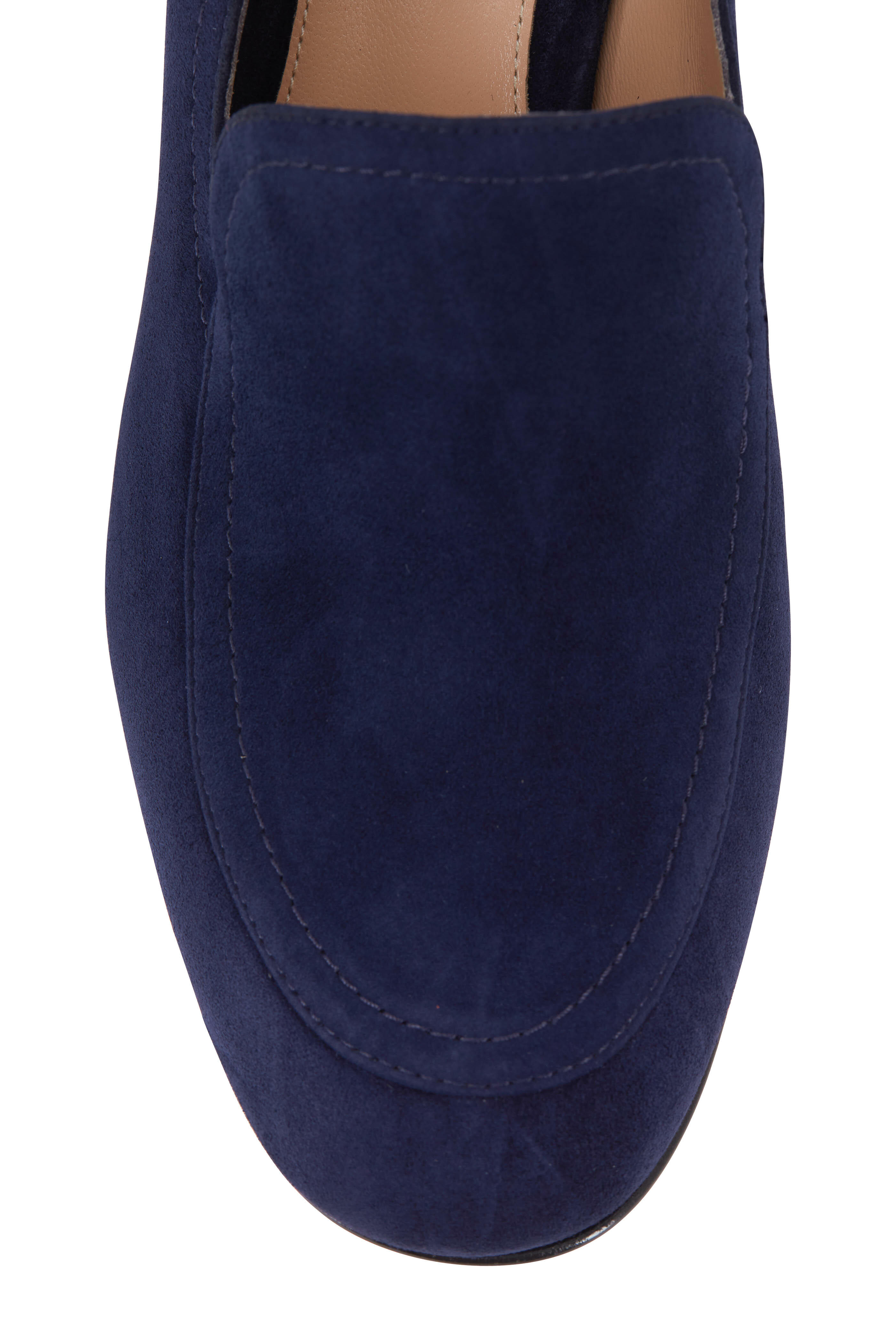 Gianvito Rossi - Navy Suede Chunky Heel Loafer, 60mm
