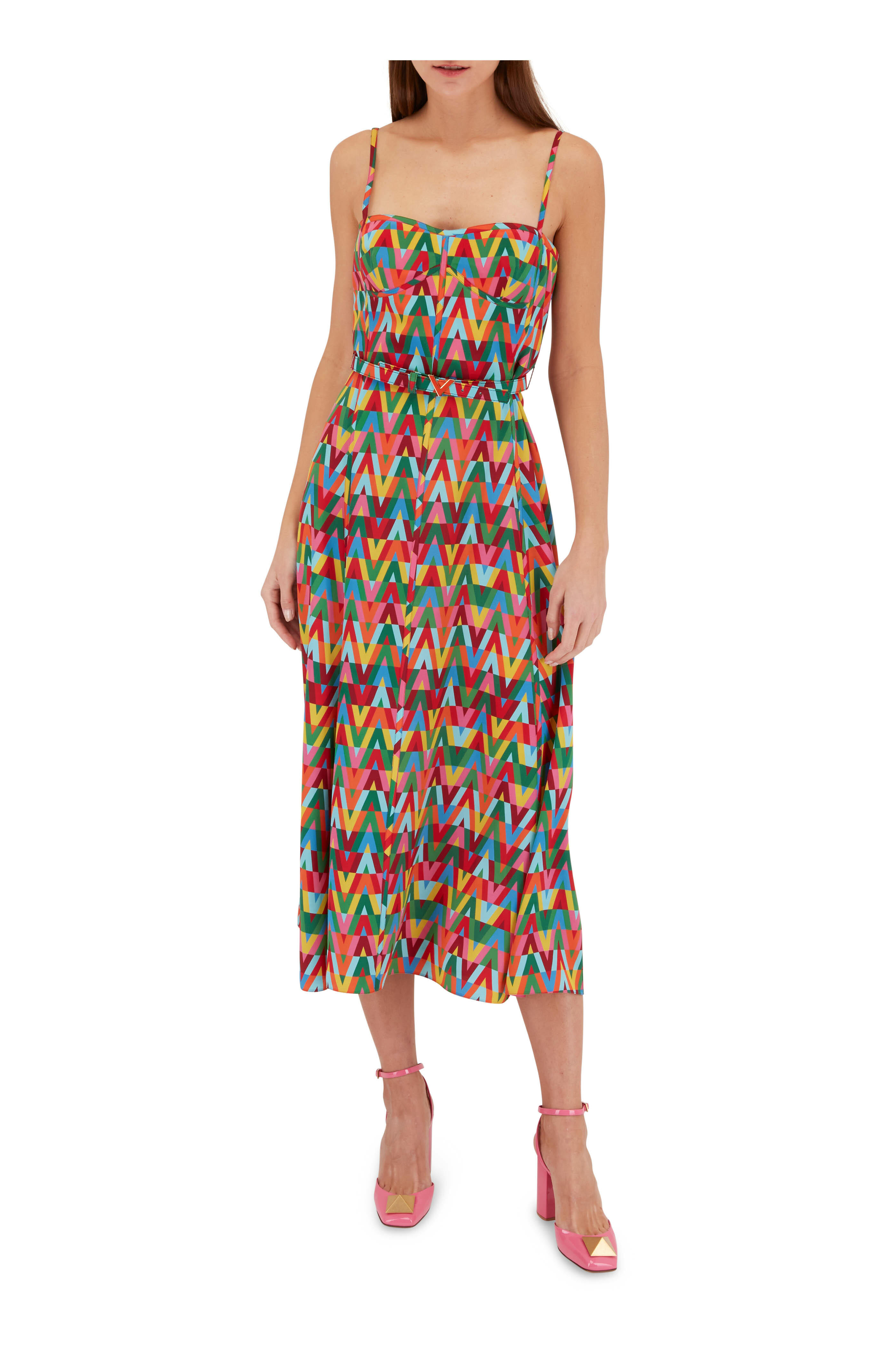 Valentino - Multicolor Silk Crepe Sleeveless Dress
