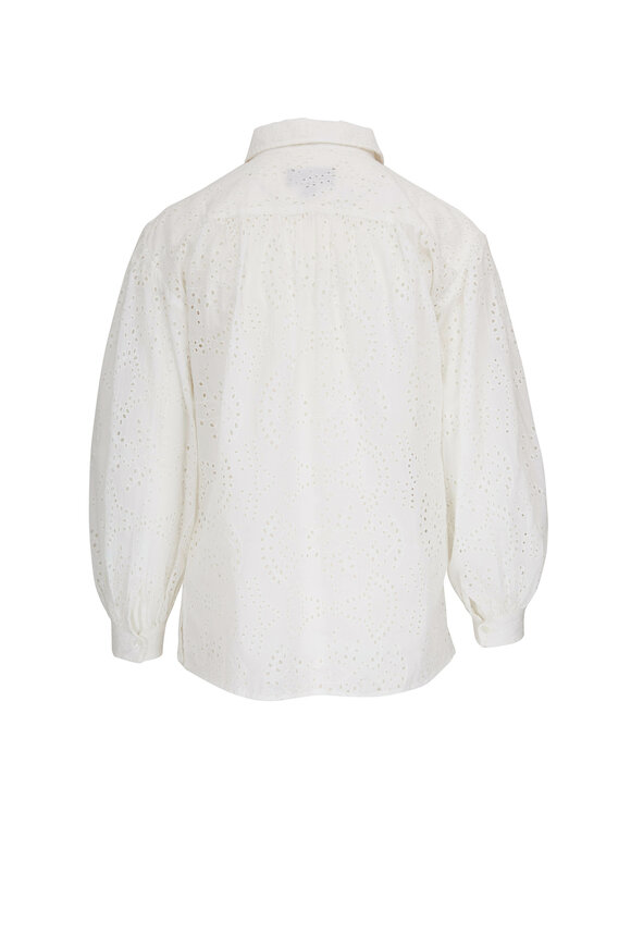 Nili Lotan - Andree Ivory Cotton Eyelet Button Down Top 