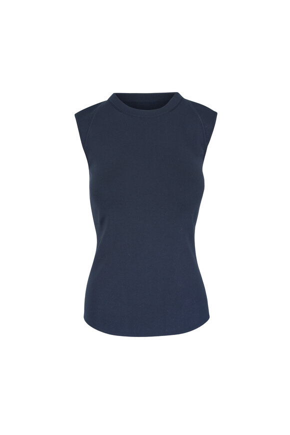Akris Navy Stretch Silk Knit Top - view 1