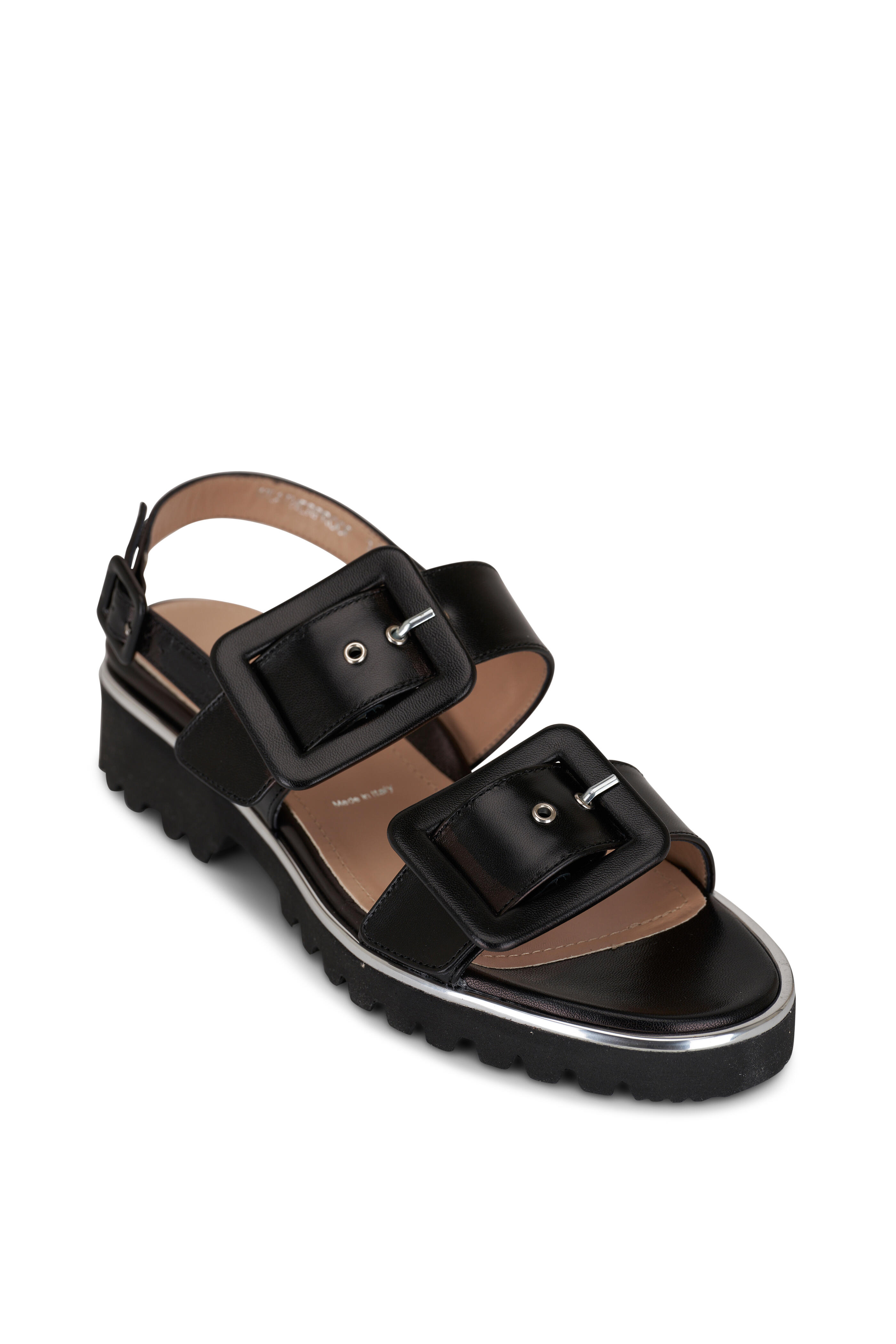 Ron White - Callie Onyx Black Buckle Sport Sandal