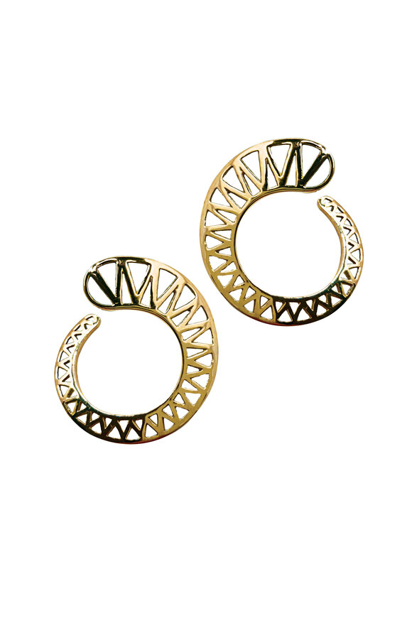 Ray Griffiths - 18K Yellow Gold Spiral Knife Edge Earrings