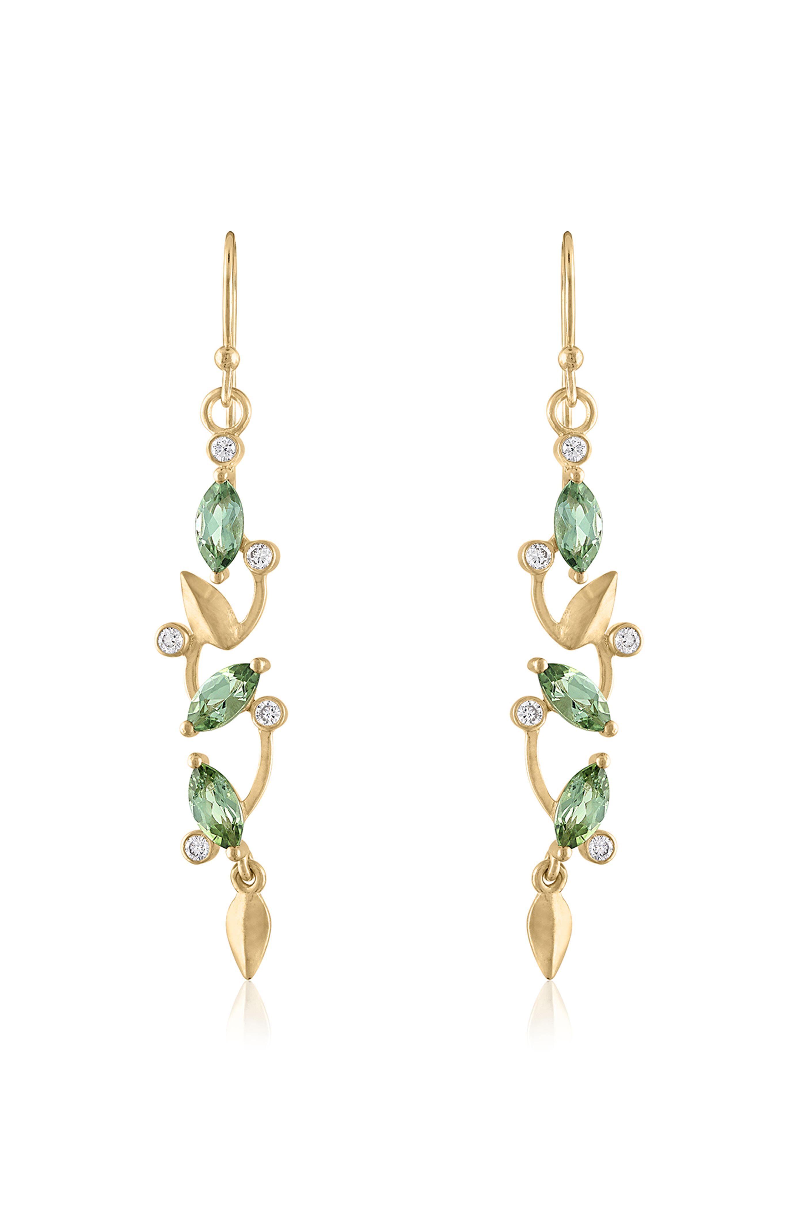 Loriann - Florafall Green Tourmaline & Diamond Earrings