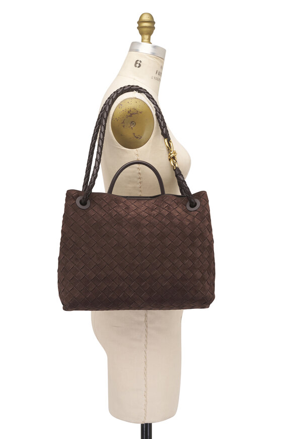 Bottega Veneta Medium Andiamo Fondant Intrecciato Suede Bag - view 8