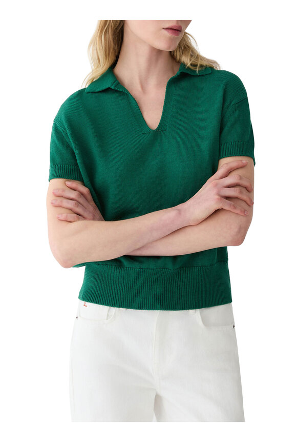 Lafayette 148 New York Grass Cotton Short Sleeve Polo Sweater - view 4