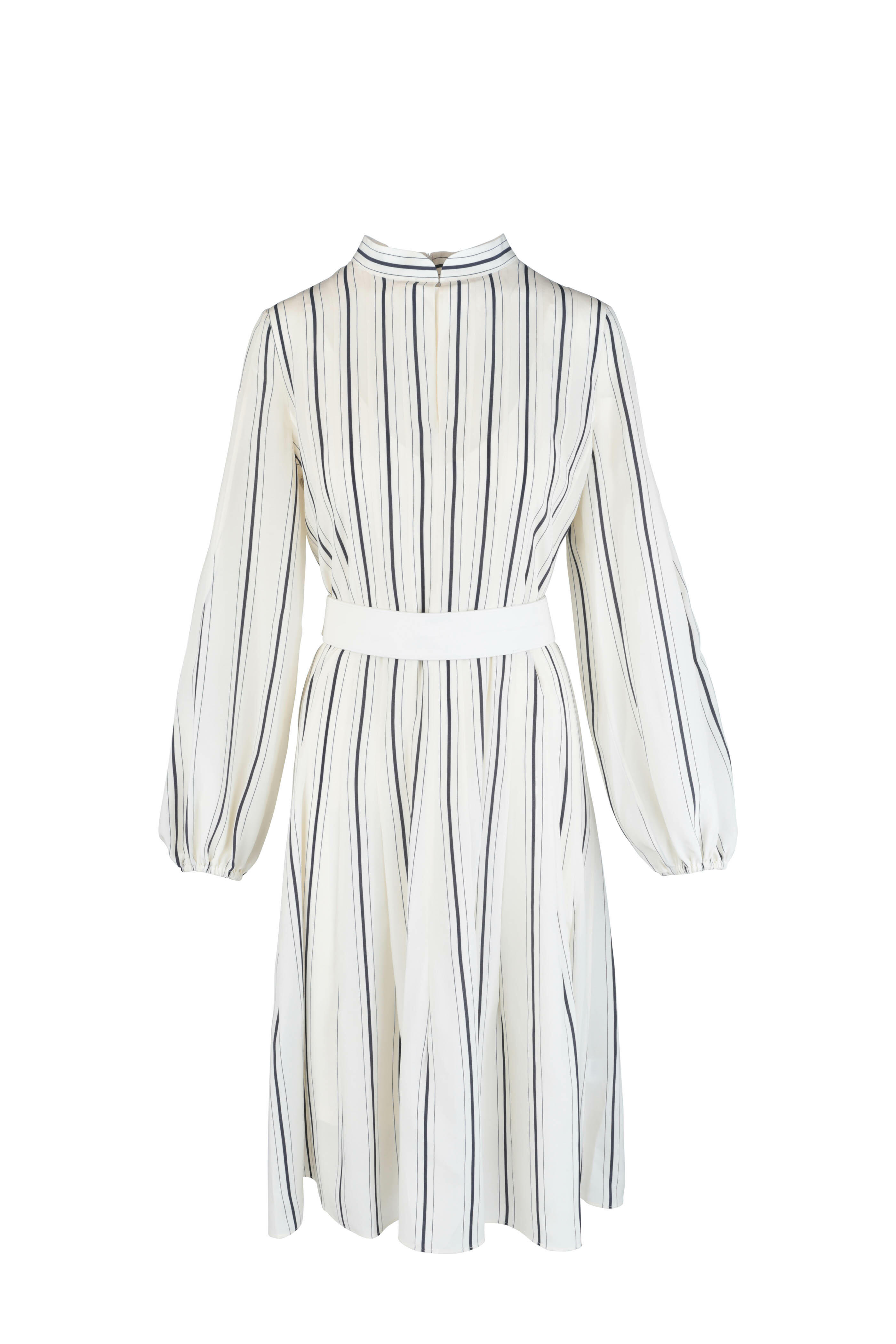 blue and cream striped dress Tanya Taylor | Short Sleeve Striped Cody Dress | Maritime Blue/cream Wide Stripe Midi Dress main image 0