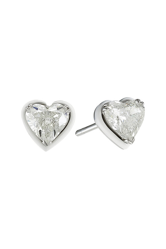 Etho Maria 18k White Gold Diamond Heart Stud