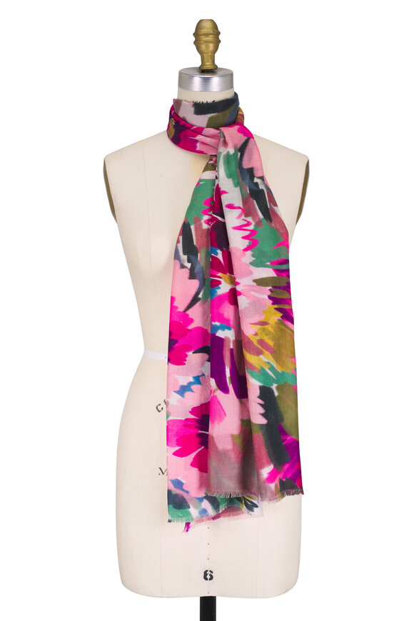 Kinross Multicolor Mixed Bouquet Print Scarf