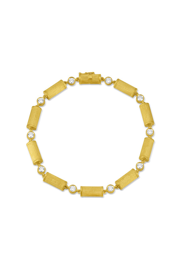 Leigh Maxwell 18k Yellow Gold Diamond Ridged Link Bracelet - view 1