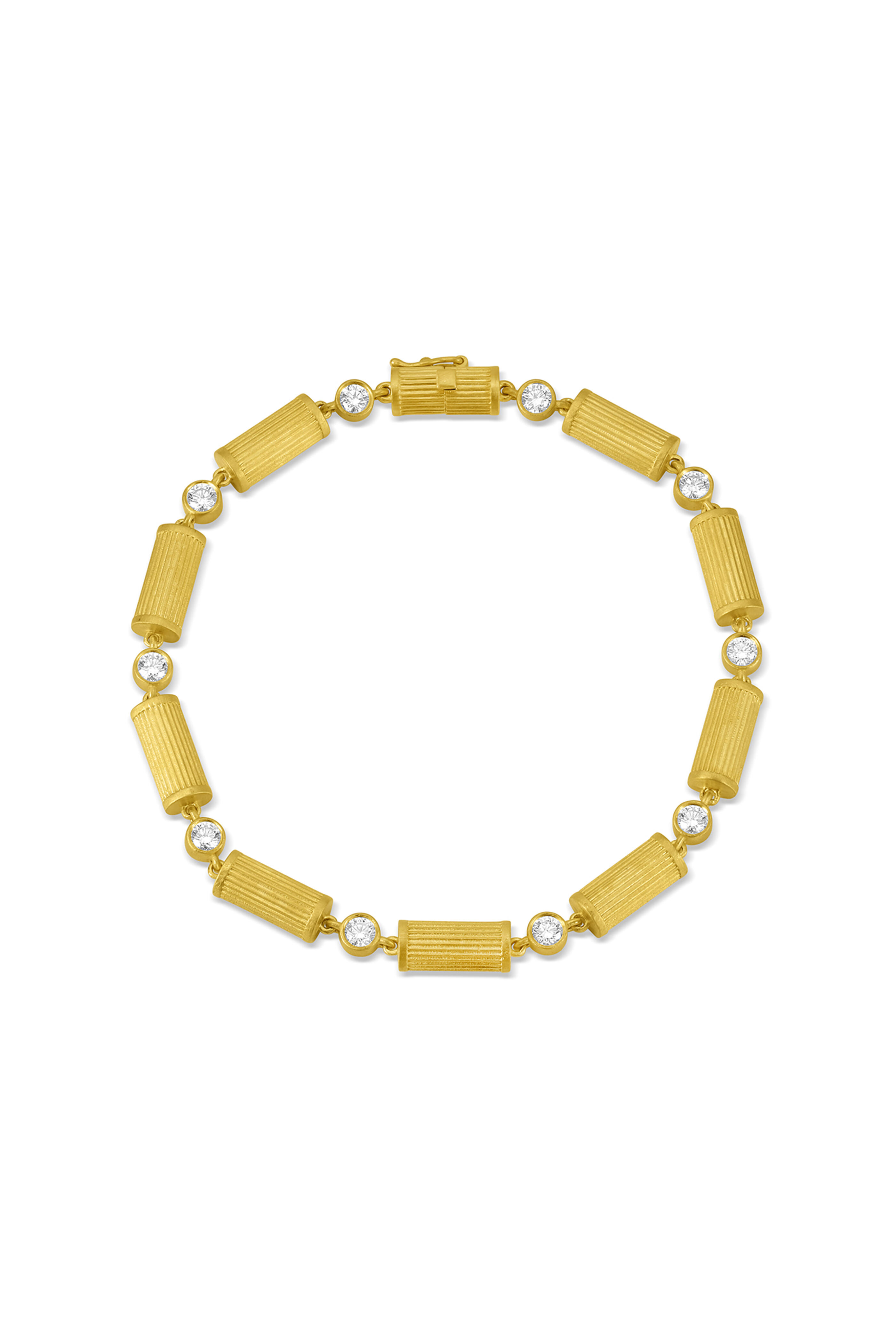 Leigh Maxwell - 18k Yellow Gold Diamond Ridged Link Bracelet - view 1