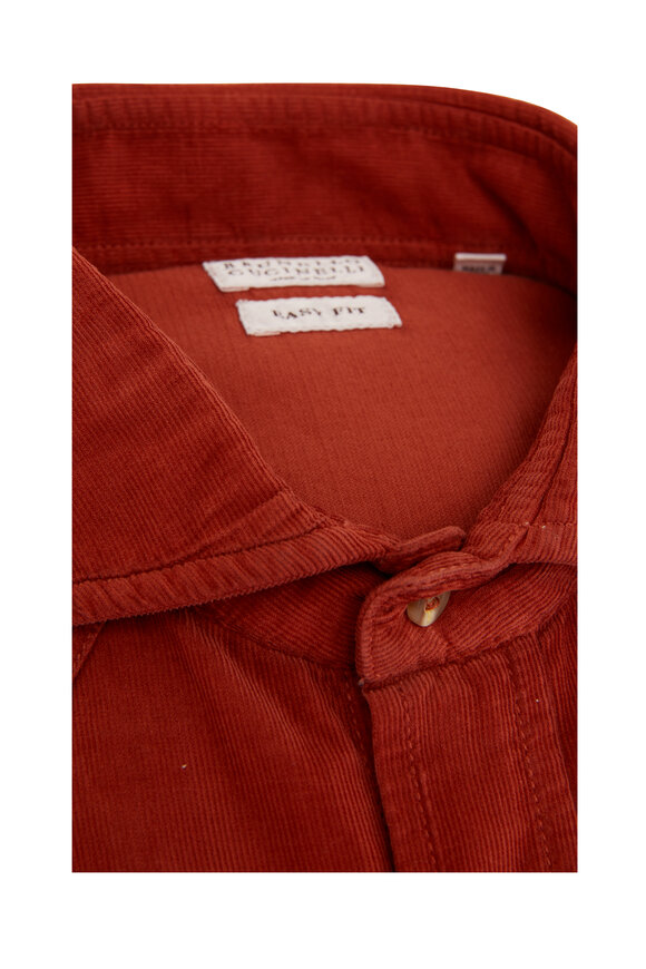 Brunello Cucinelli - Burnt Orange Corduroy Western Shirt