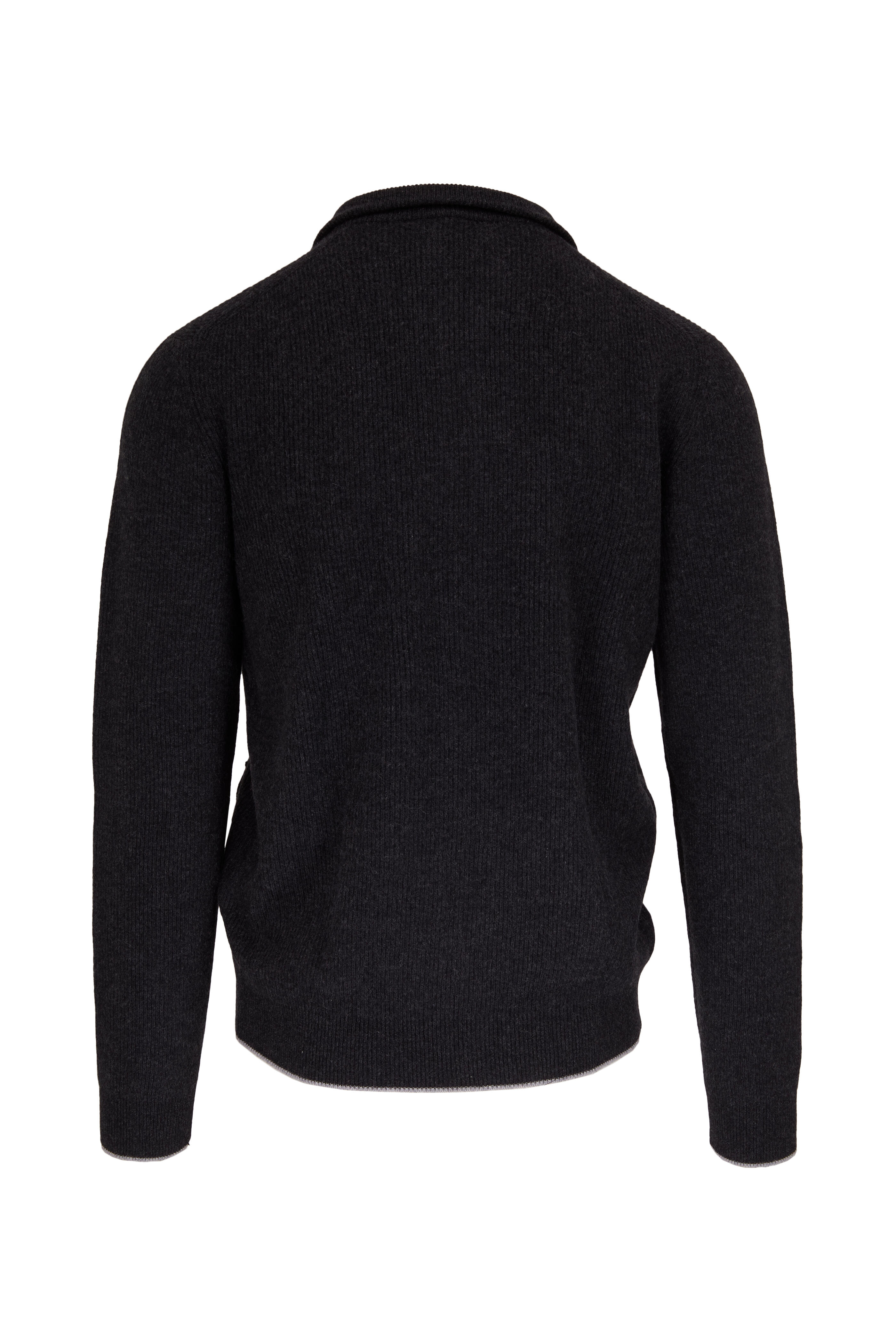 Fedeli - Charcoal Cashmere Zip-Up Sweater