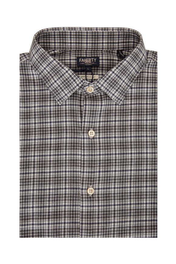 Faherty Brand - Charcoal Plaid Sueded Twill Cotton Sport Shirt