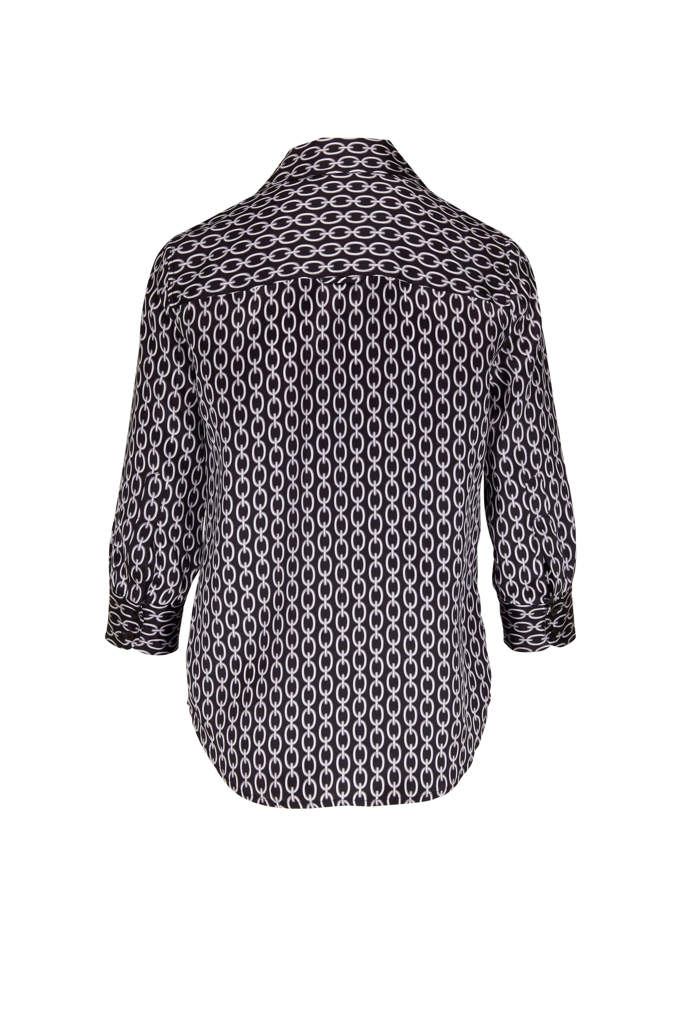L'Agence - Dani Black & White Chain Print Blouse