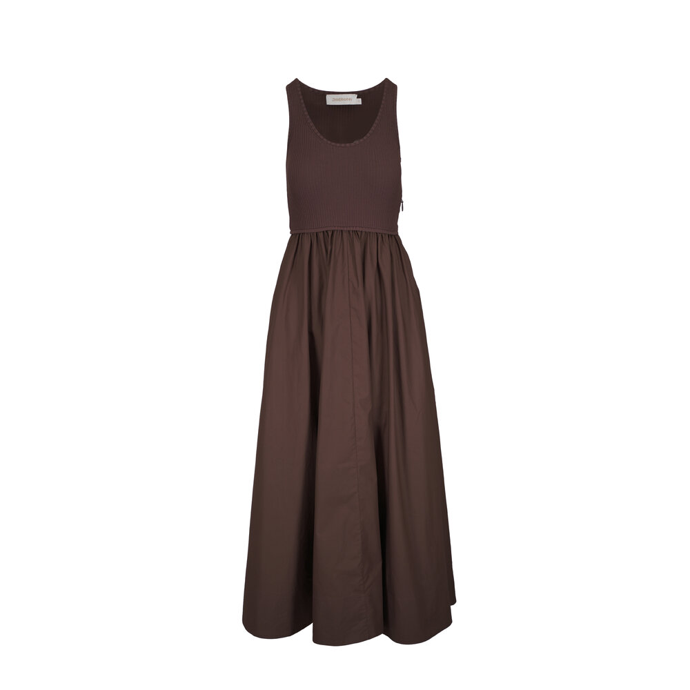 Zimmermann - Chocolate Poplin Racer Dress | Mitchell Stores