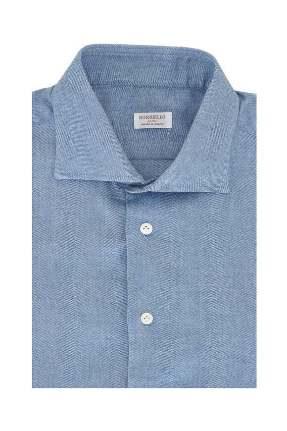 Borriello Light Blue Cotton & Cashmere Dress Shirt