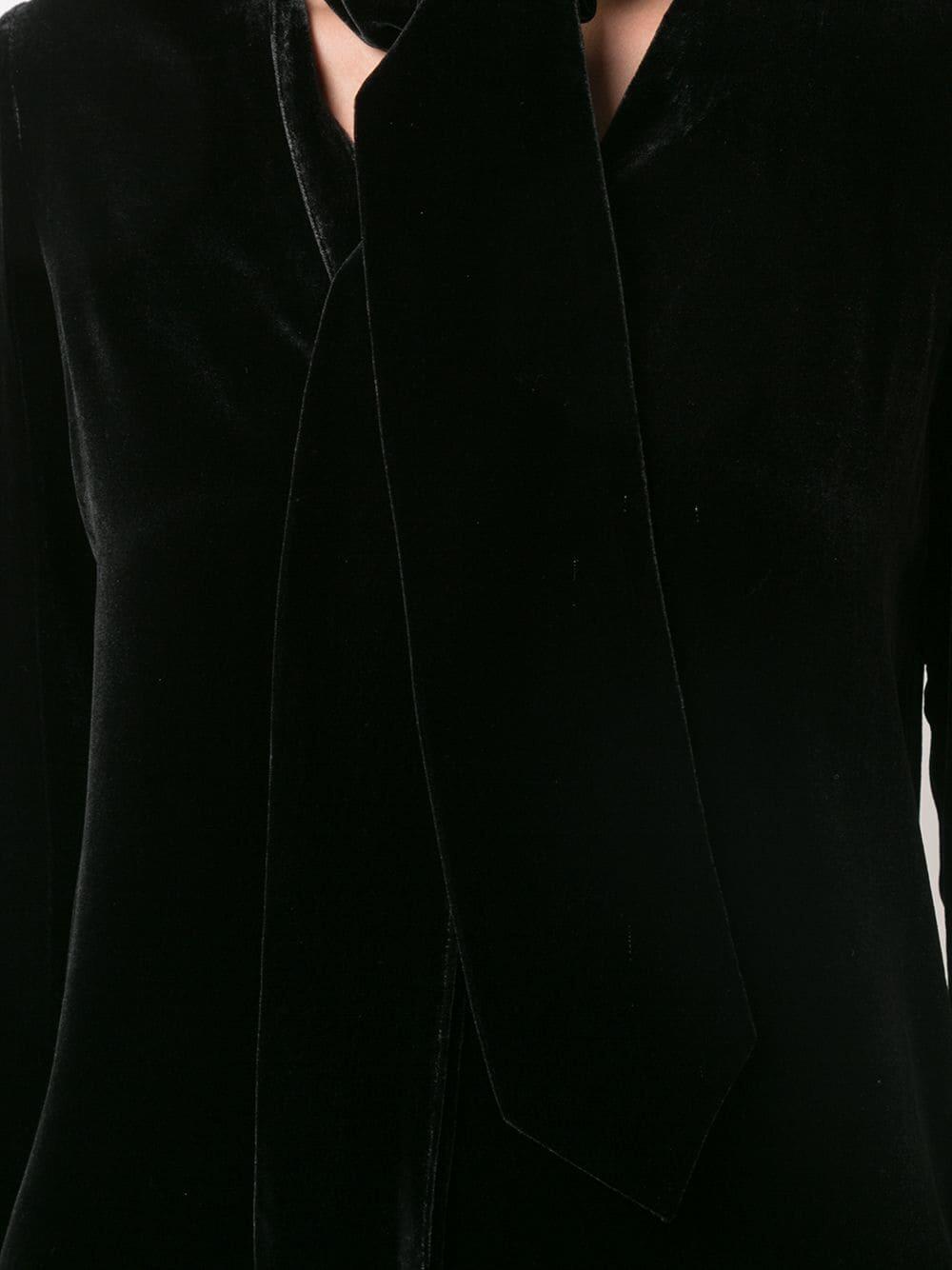 L'Agence - Gisele Black Velvet Tie-Neck Blouse