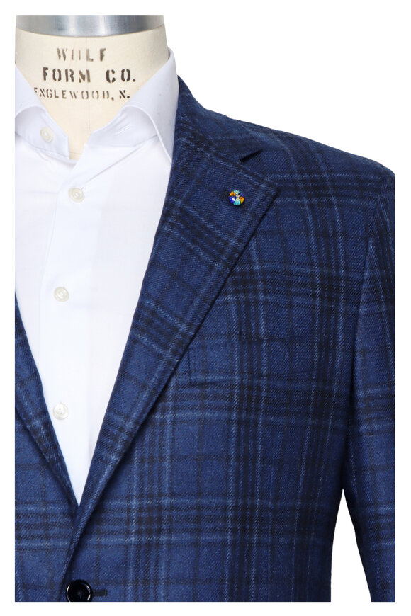 Belvest High Blue & Navy Plaid Sportcoat
