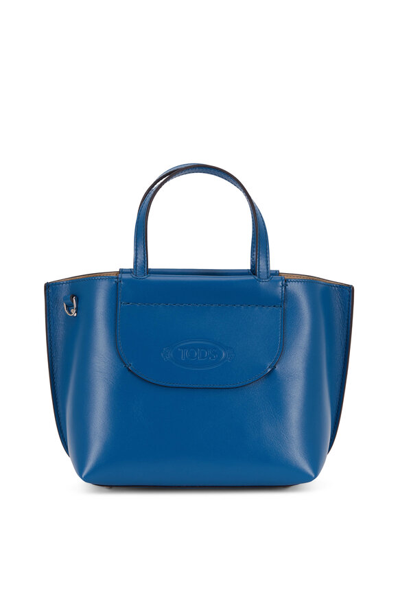 Tod's - Blue Leather Logo Stamp Shopping Tote