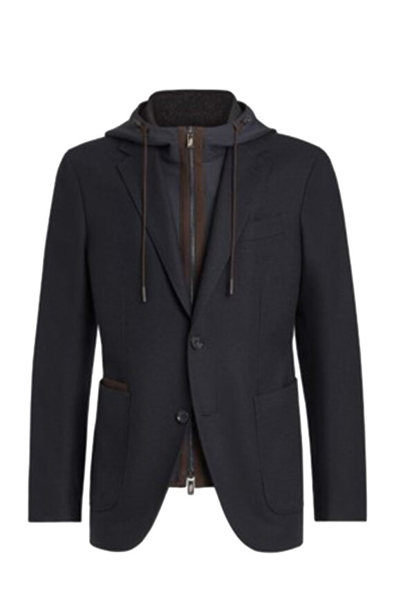 Zegna - Navy Wool & Cashmere Sportcoat with Bib