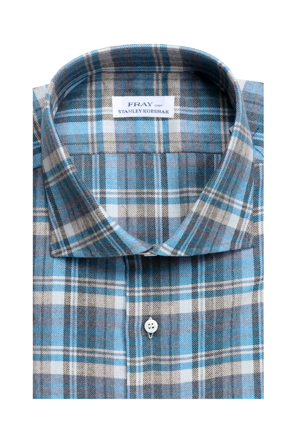 Fray Blue & Tan Flannel Sport Shirt