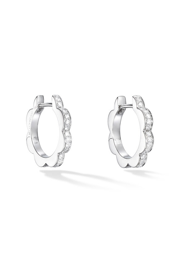 Cadar - 18K White Gold Diamond Triplet Hoop Earrings