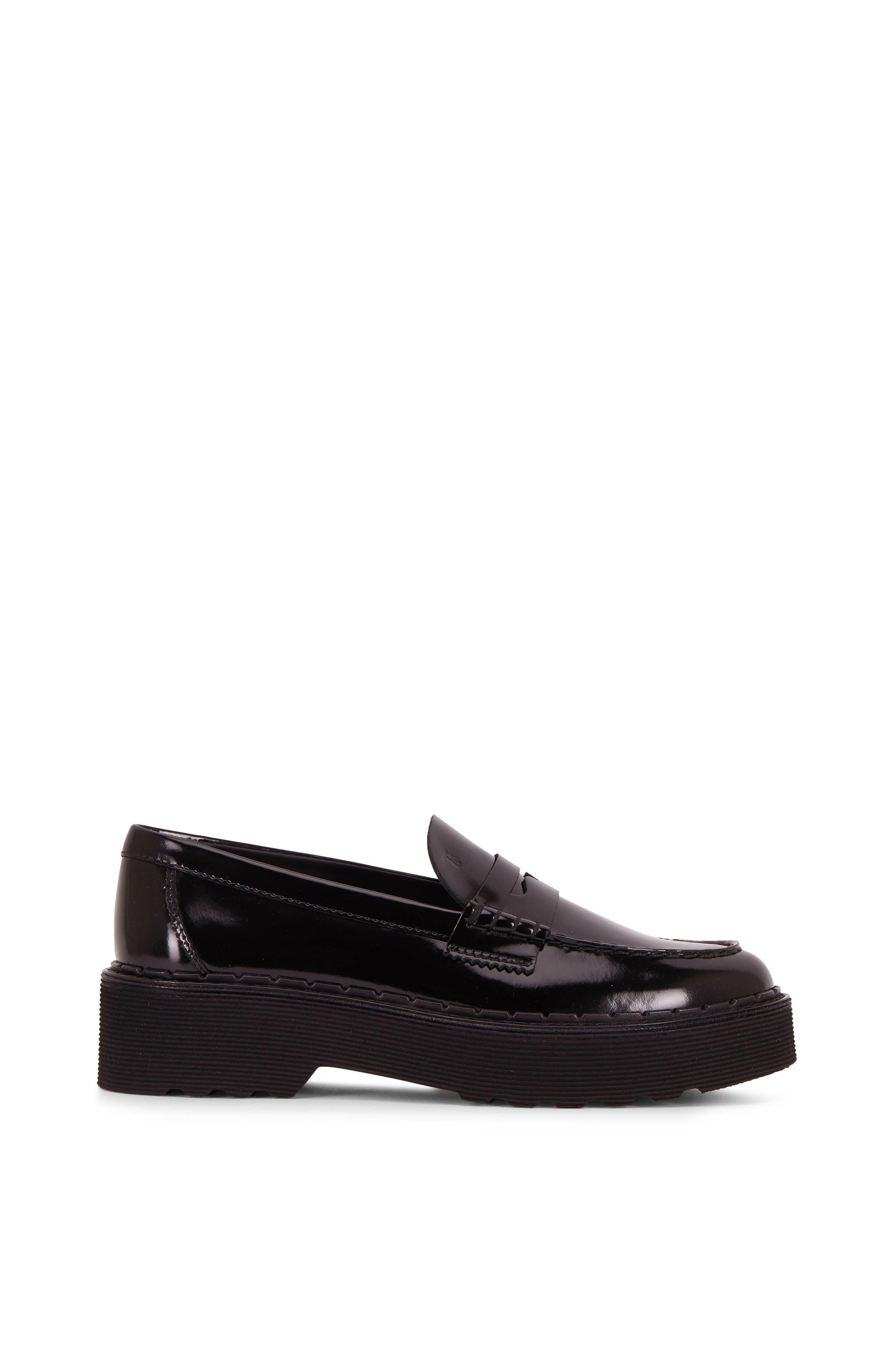 Tod's - Black Patent Leather Exaggerated Sole Penny Loafer