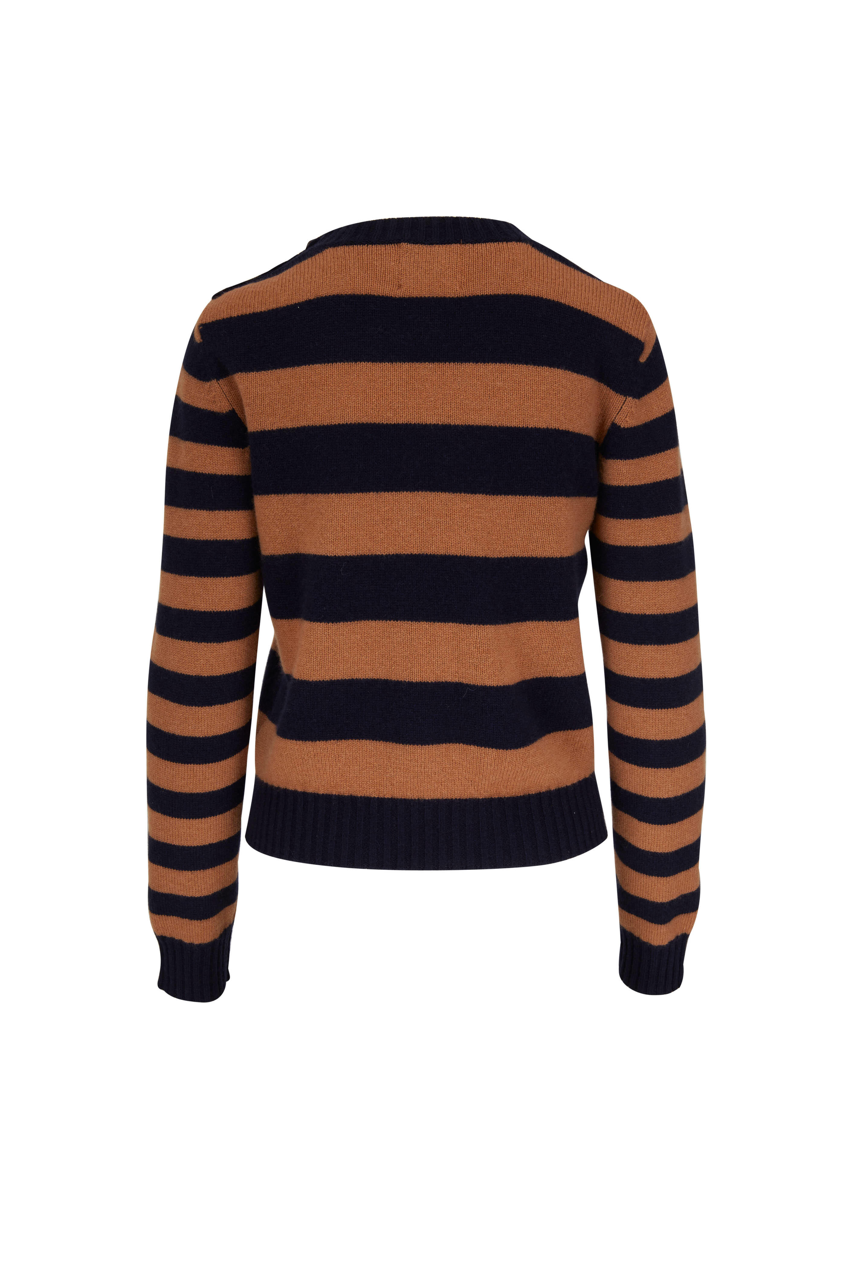 Jumper 1234 - Navy & Camel Stripe Cashmere Sweater