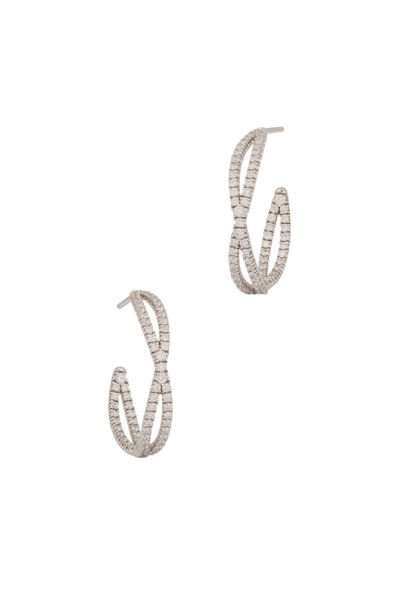 Kwiat 18k White Gold Fidelity Petite Diamond Hoop - view 1