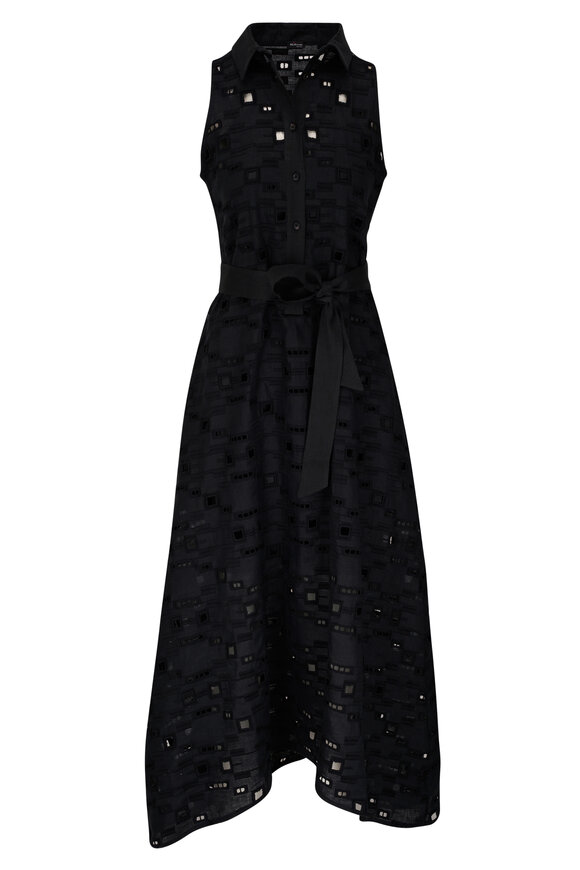 Kiton - Black Button Front Cut-Out Maxi Dress 