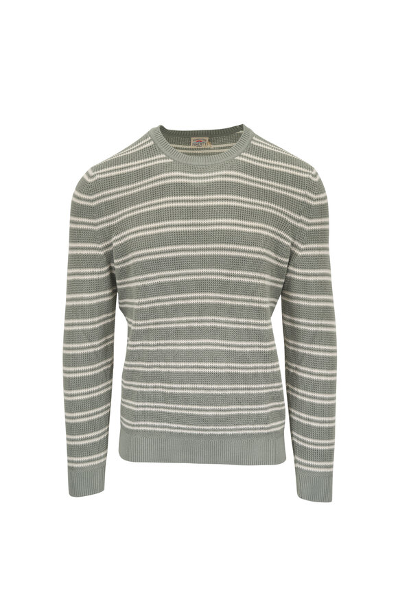 Faherty Brand Sage Shore Stripe Sunwashed Crewneck Sweater