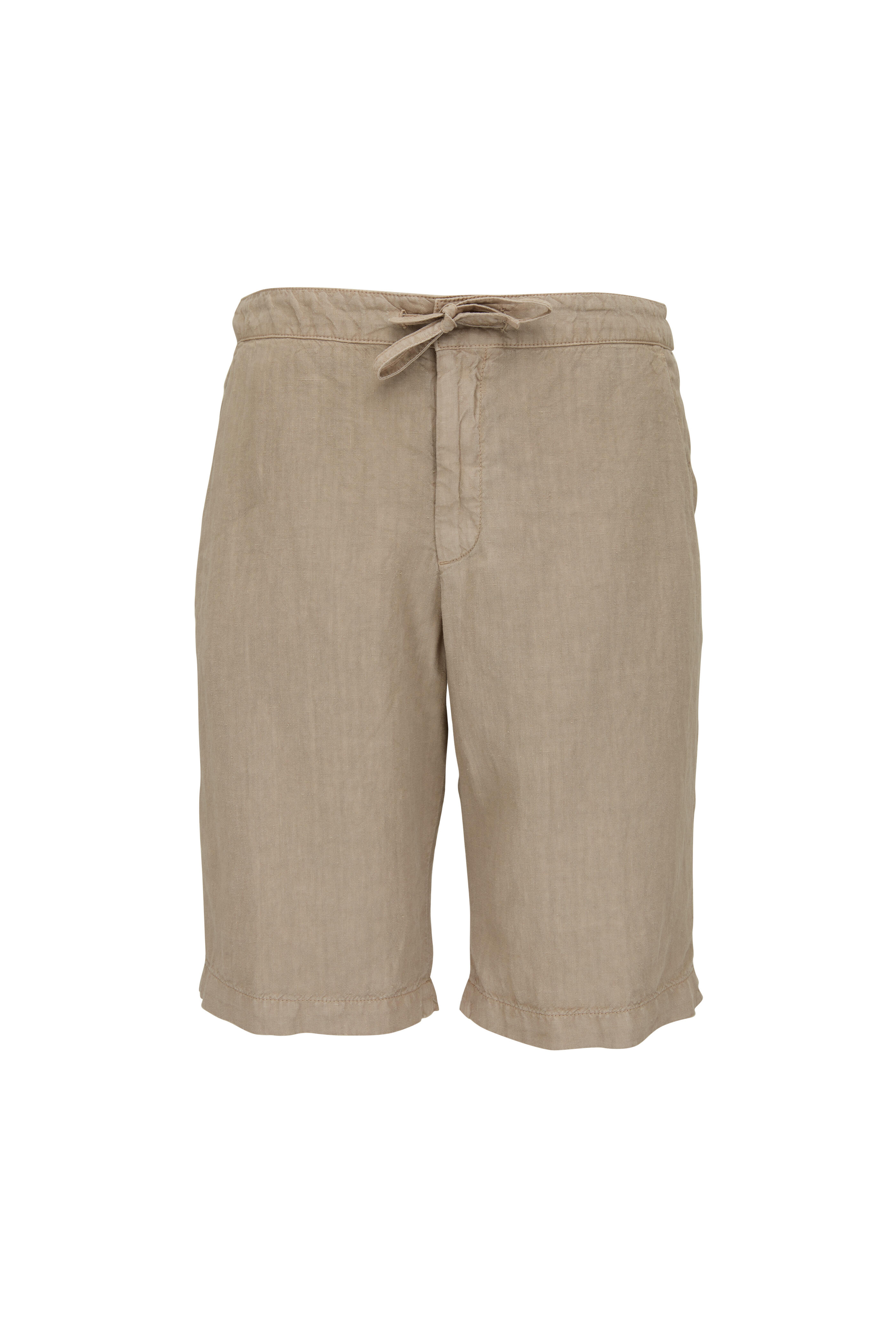 PHIGVEL LINEN PIN TUCK SHORTS シャツ　セット Z Zegna - Khaki Linen Drawstring Shorts | Mitchell Stores
