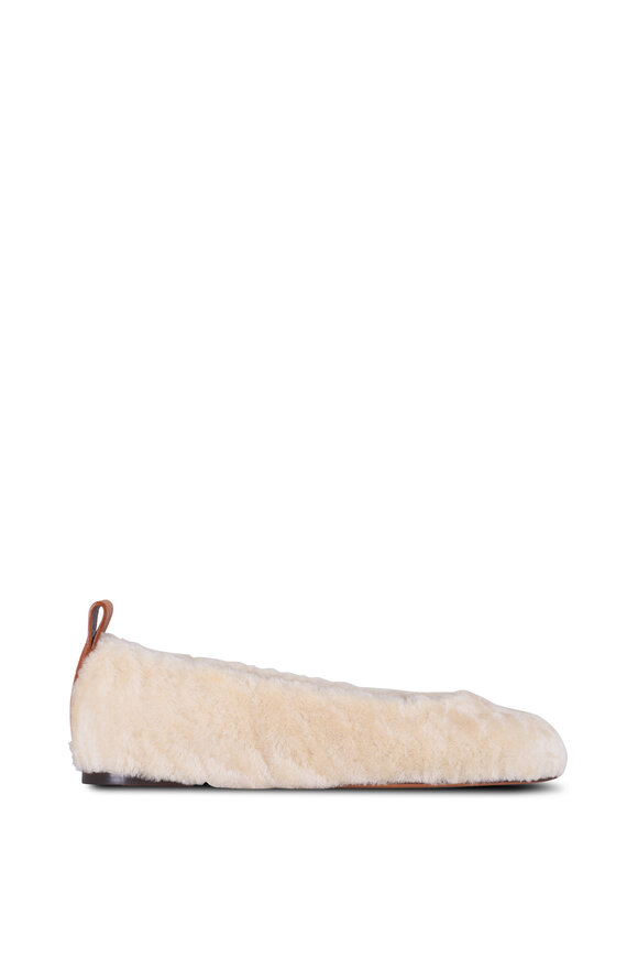 Lanvin - Beige Shearling Ballerina Flat