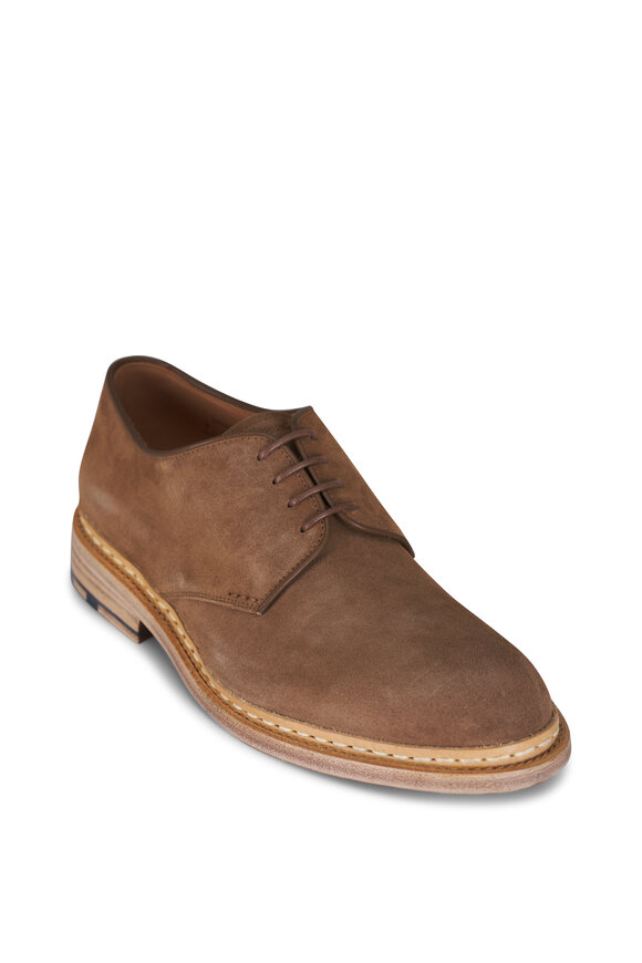 Heschung Crocus Tan Suede Derby Shoe