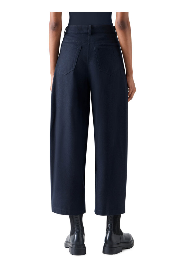 Akris Punto Farrow Navy Blue Wool Flannel Barrel Leg Pant - view 3
