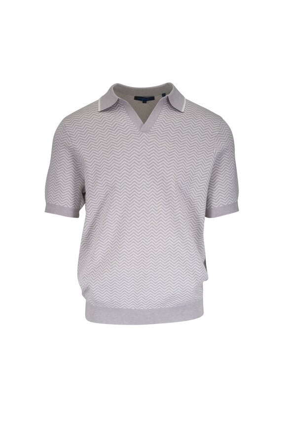 Patrick Assaraf Feather Herringbone Tipped Polo
