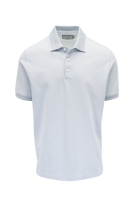 Canali Light Blue Cotton Pique Polo