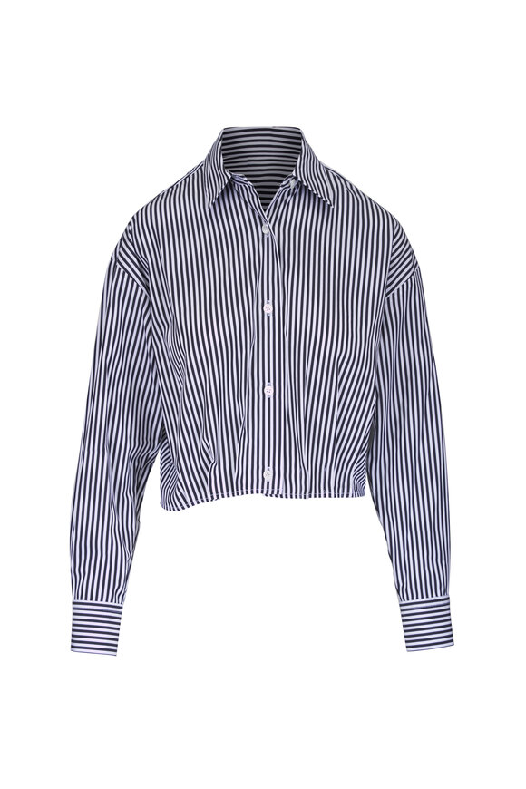 Odeeh Black & White Roman Stripe Button Up Shirt - view 1