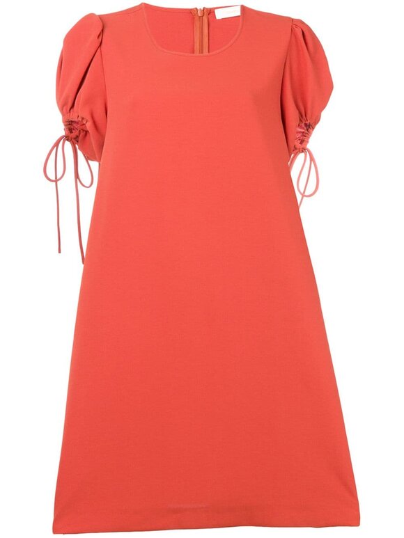 See by Chlo - Peppery Red Keyhole Sleeve Dress | Mitchell Stores