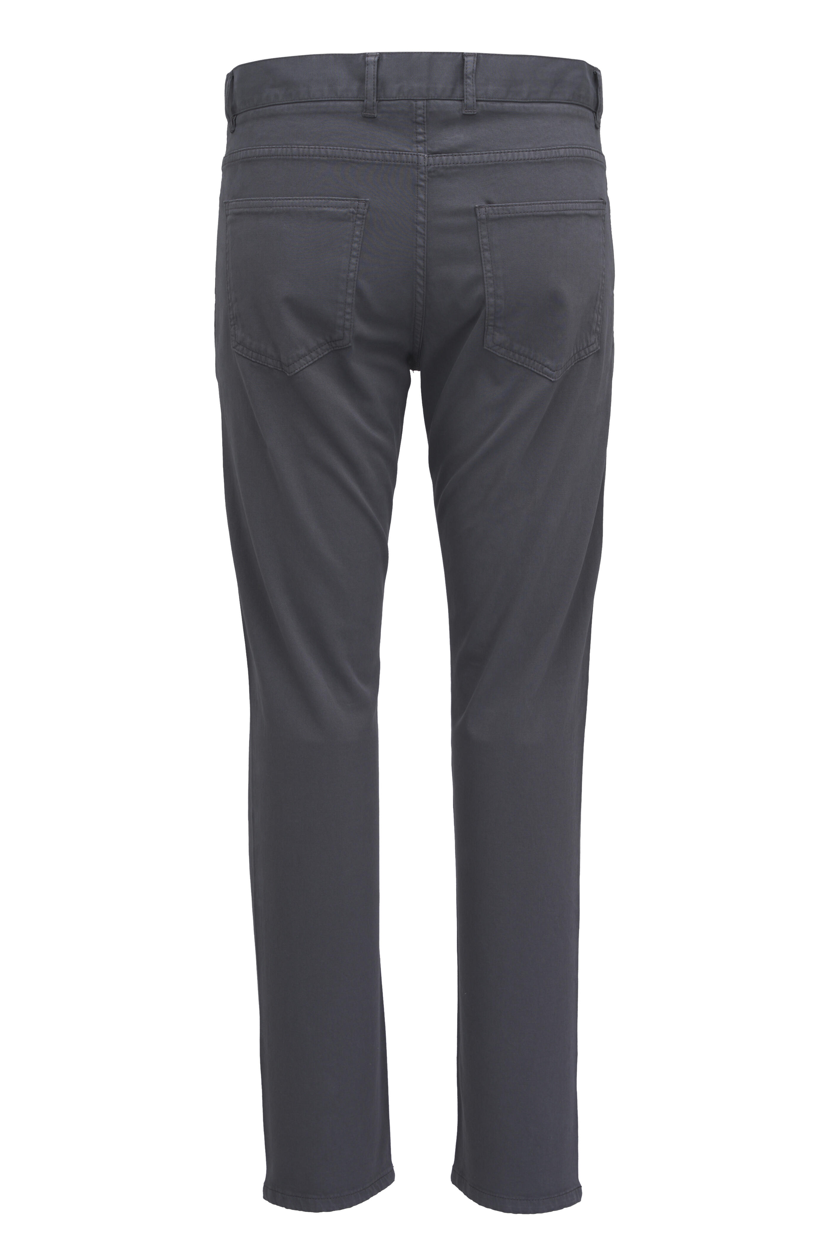 Isaia - Gray Flat Front Five Pocket Pant
