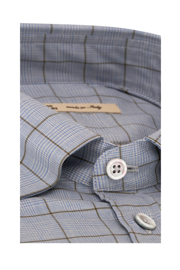 Maurizio Baldassari - Brera Blue & Green Glen Plaid Cotton Sport Shirt