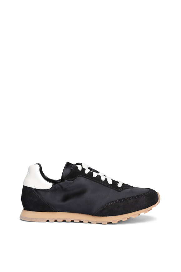 Le Monde Béryl Slim Black Satin Running Sneaker - view 3