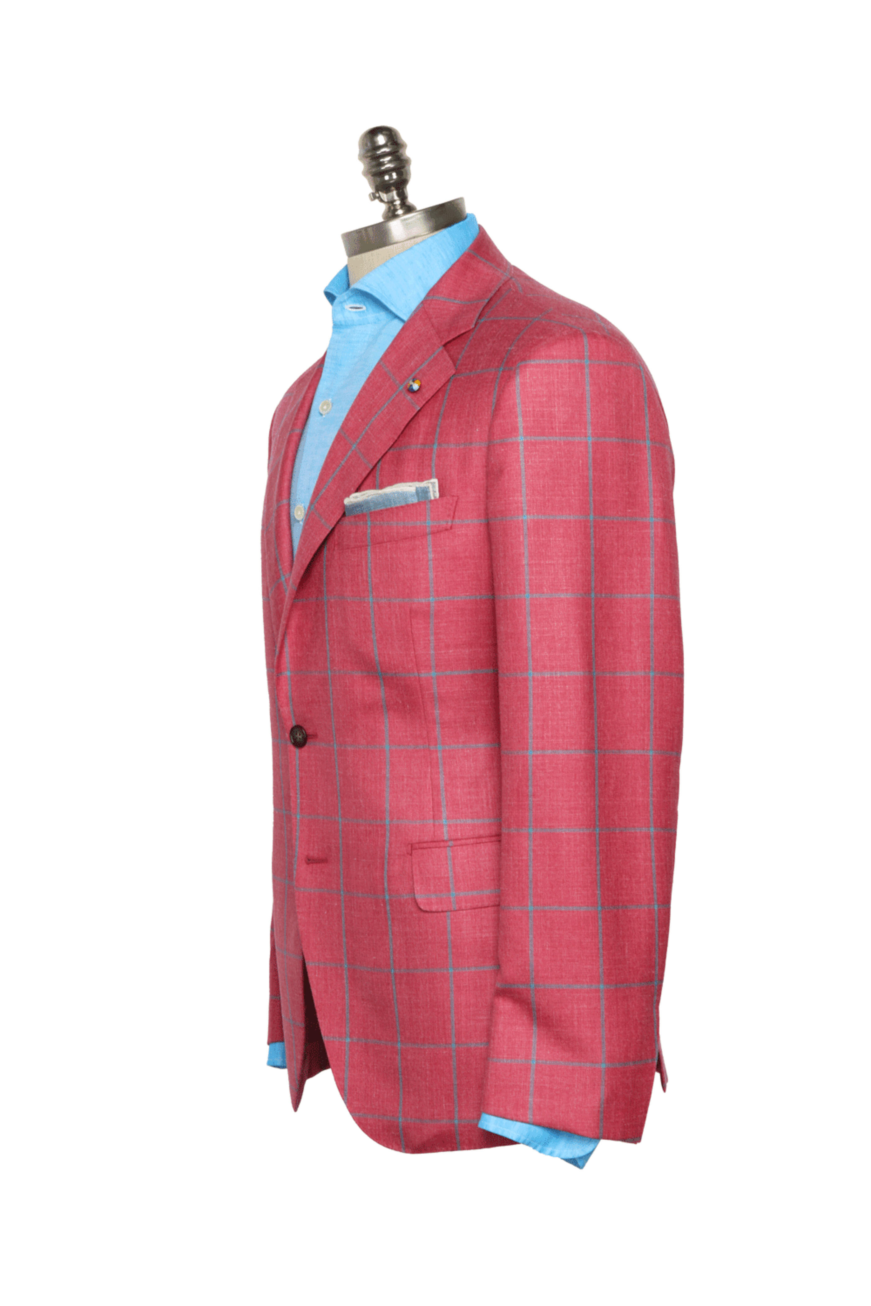 Belvest - Cranberry & Teal Windowpane Sportcoat