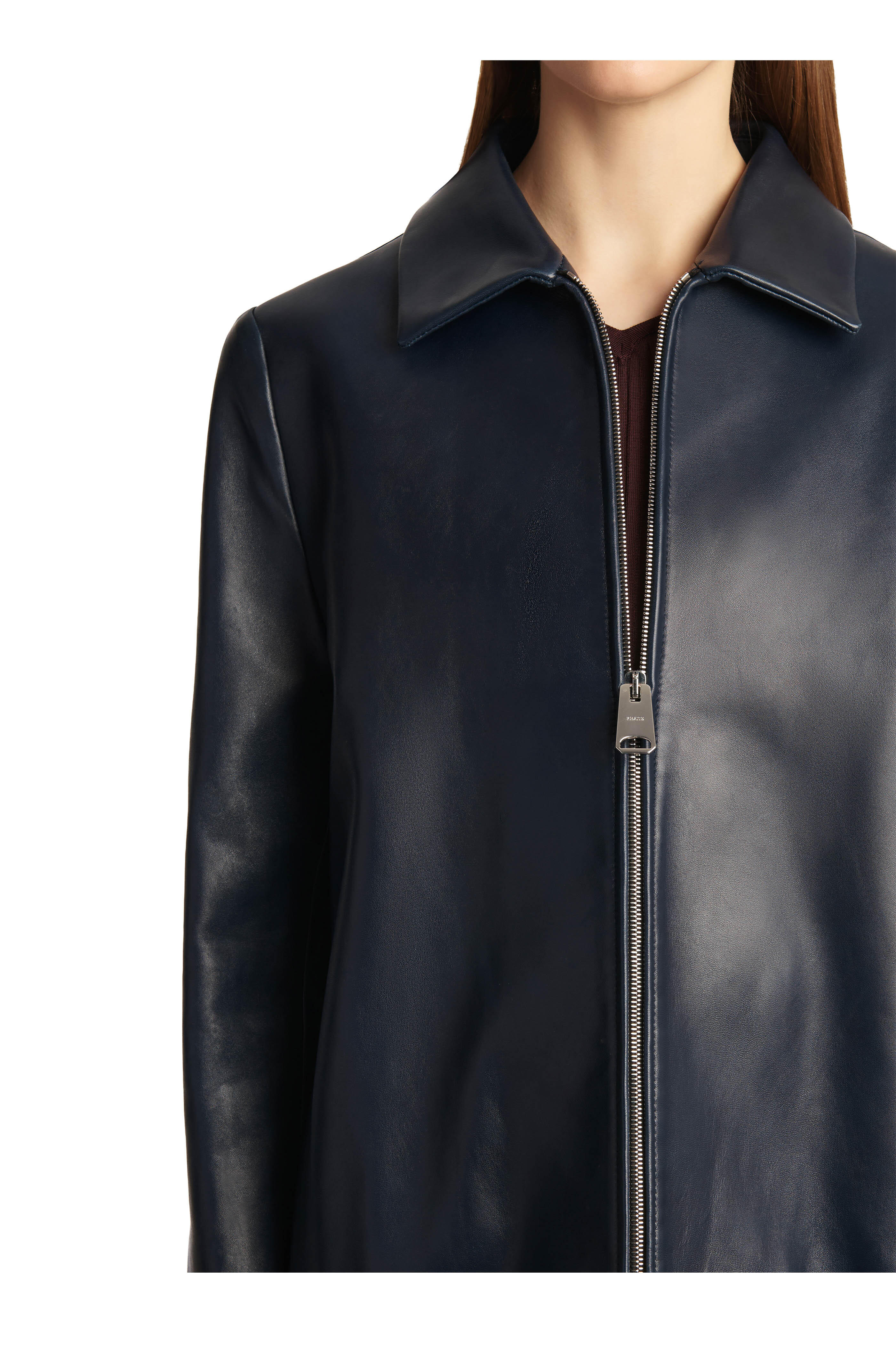 Khaite - Jackson Navy Blue Leather Jacket