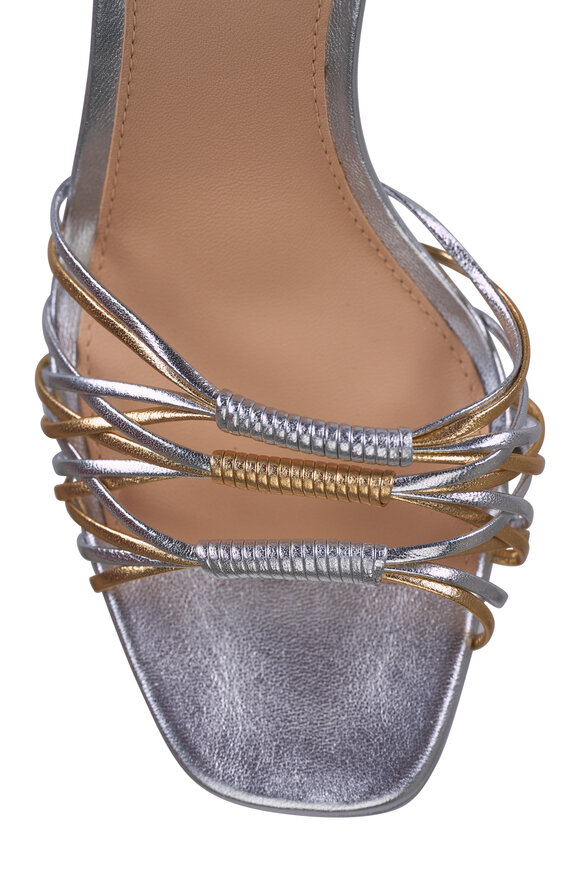 Veronica Beard Beverlee Silver & Gold Leather Pump, 100mm - view 6