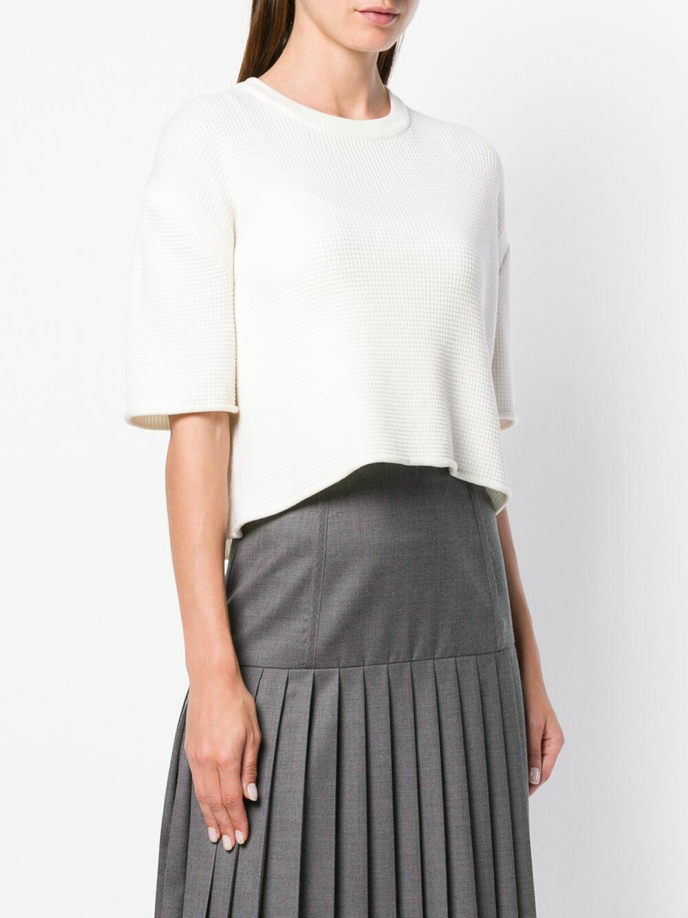 Thom Browne - White Wool Boxy Crop Sweater